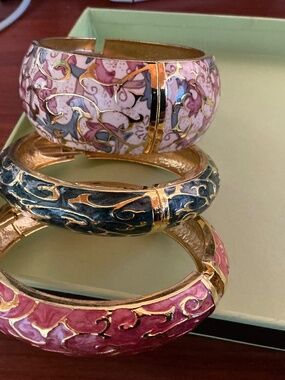 3 Hand Painted Bangles size 7,75